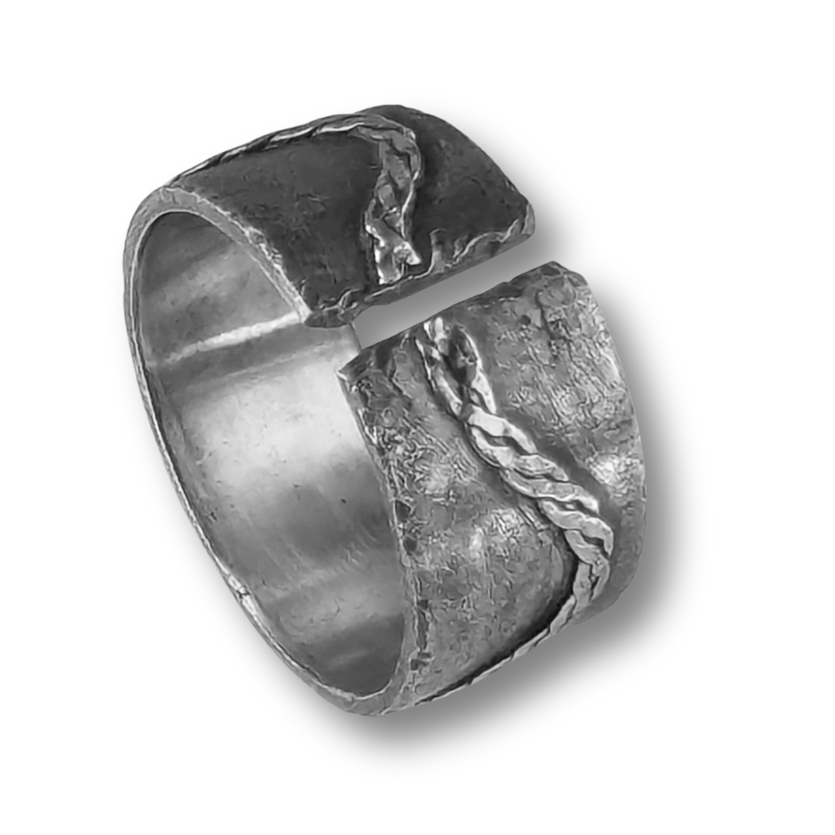 Ripped Rope Dark Silver Rings - Sizes 7 and 12