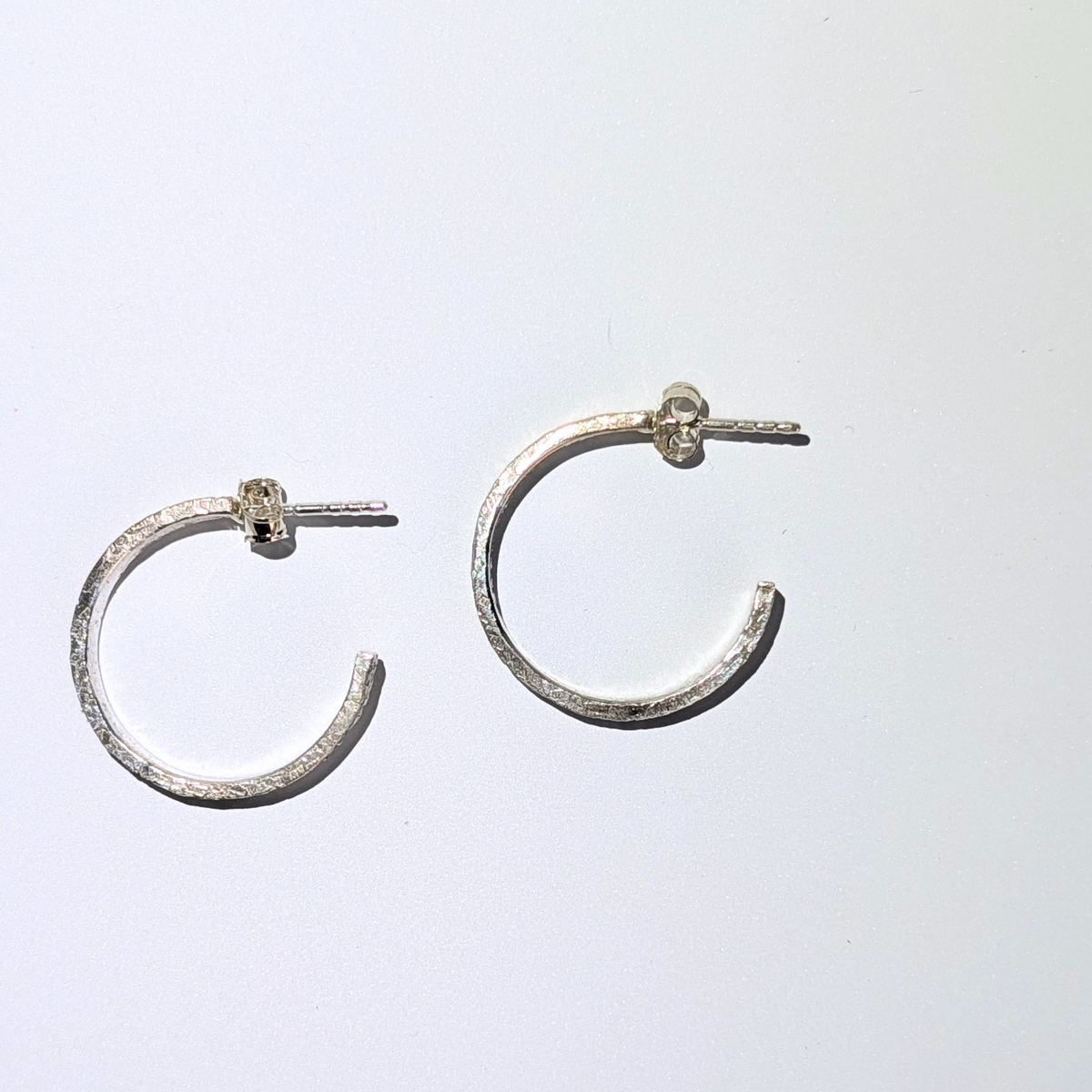 Rectangular Silver Hoop Earrings