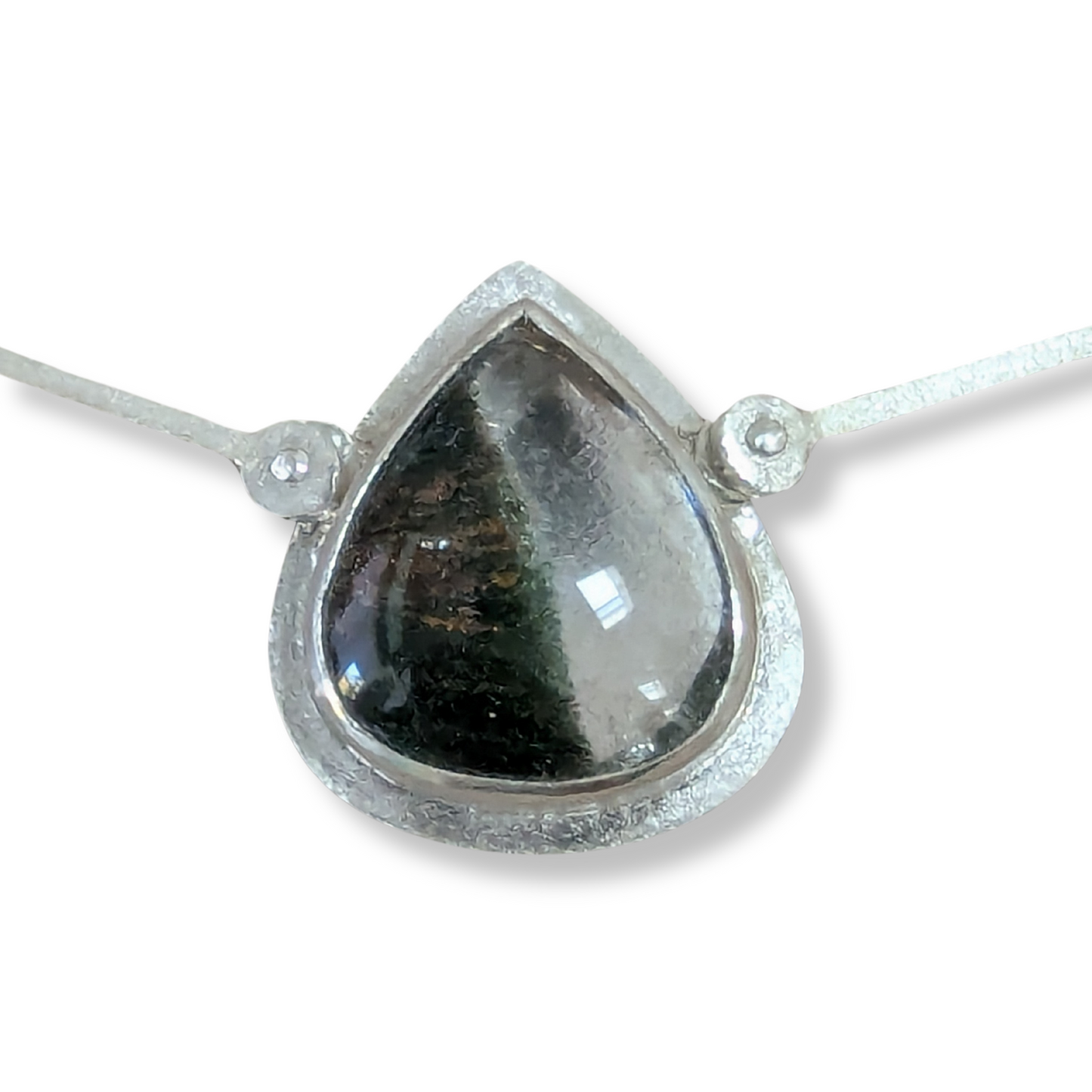Riveted Silver and Phantom Quartz Necklace