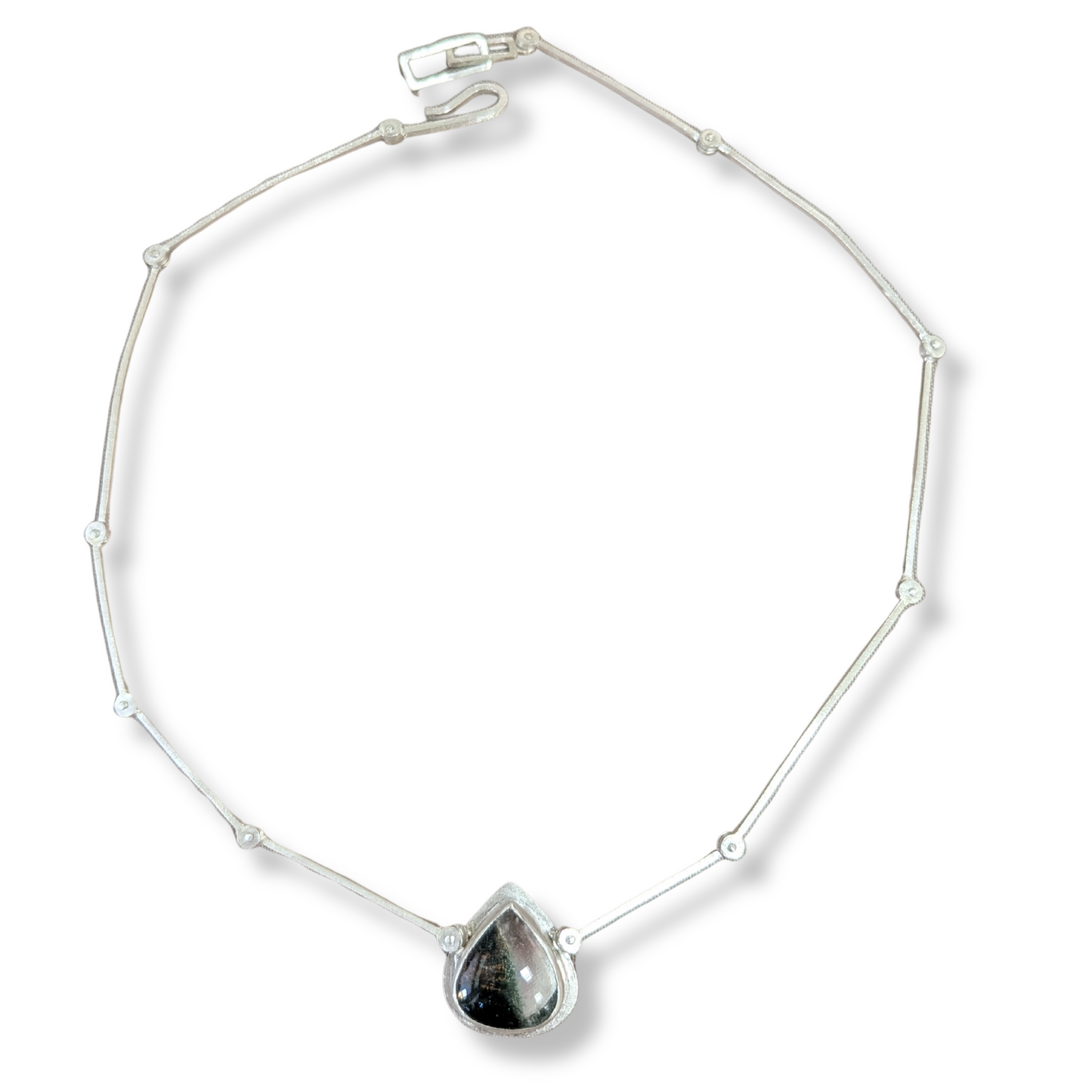 Riveted Silver and Phantom Quartz Necklace