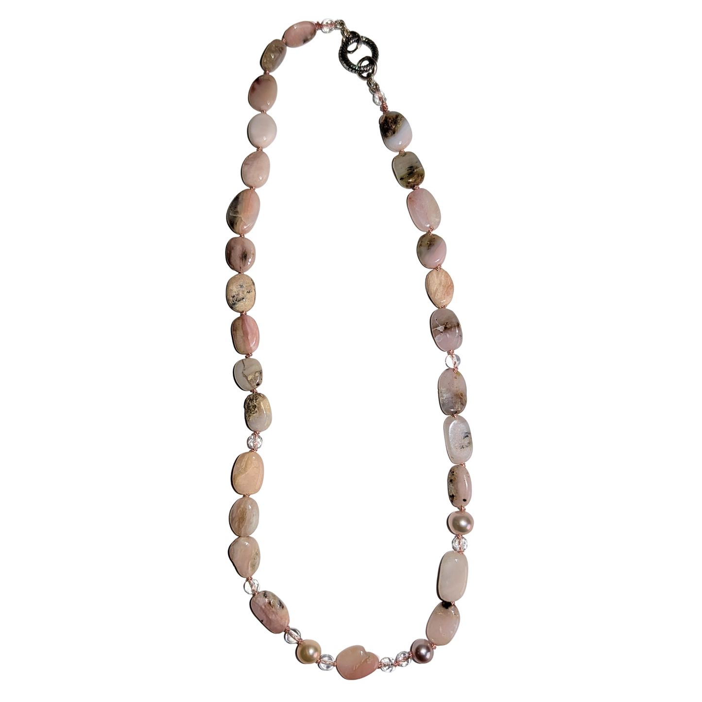 Pink Opal, Pearl and Rock Crystal Necklace