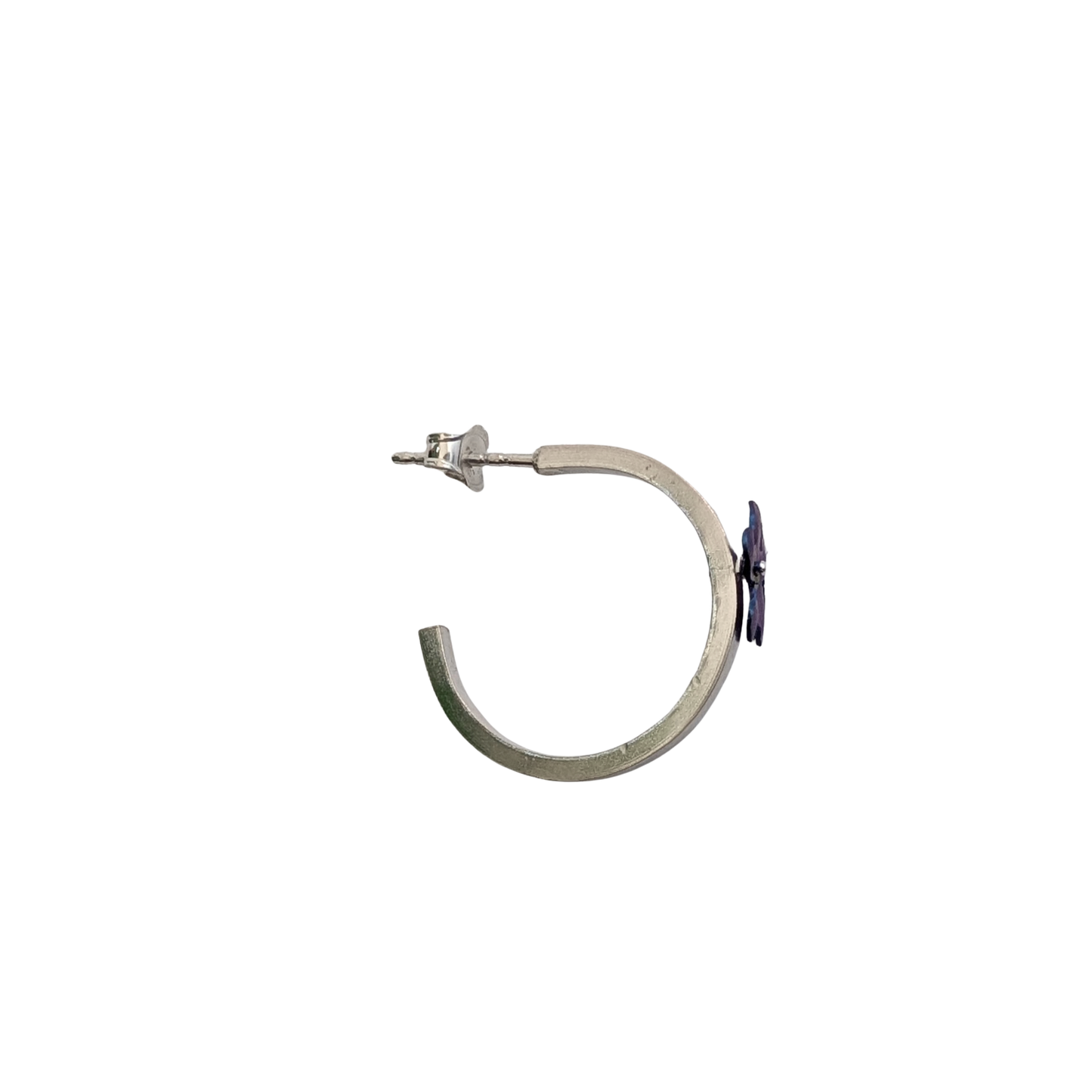 Niobium Flower and Sterling Silver Hoops