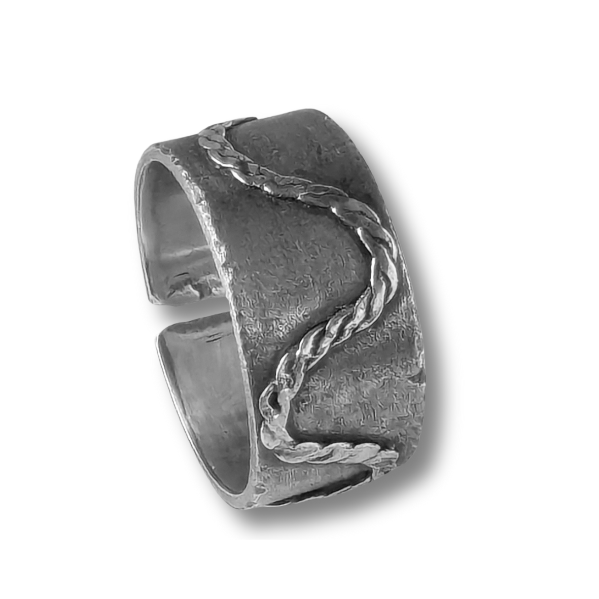 Ripped Rope Dark Silver Rings - Sizes 7 and 12