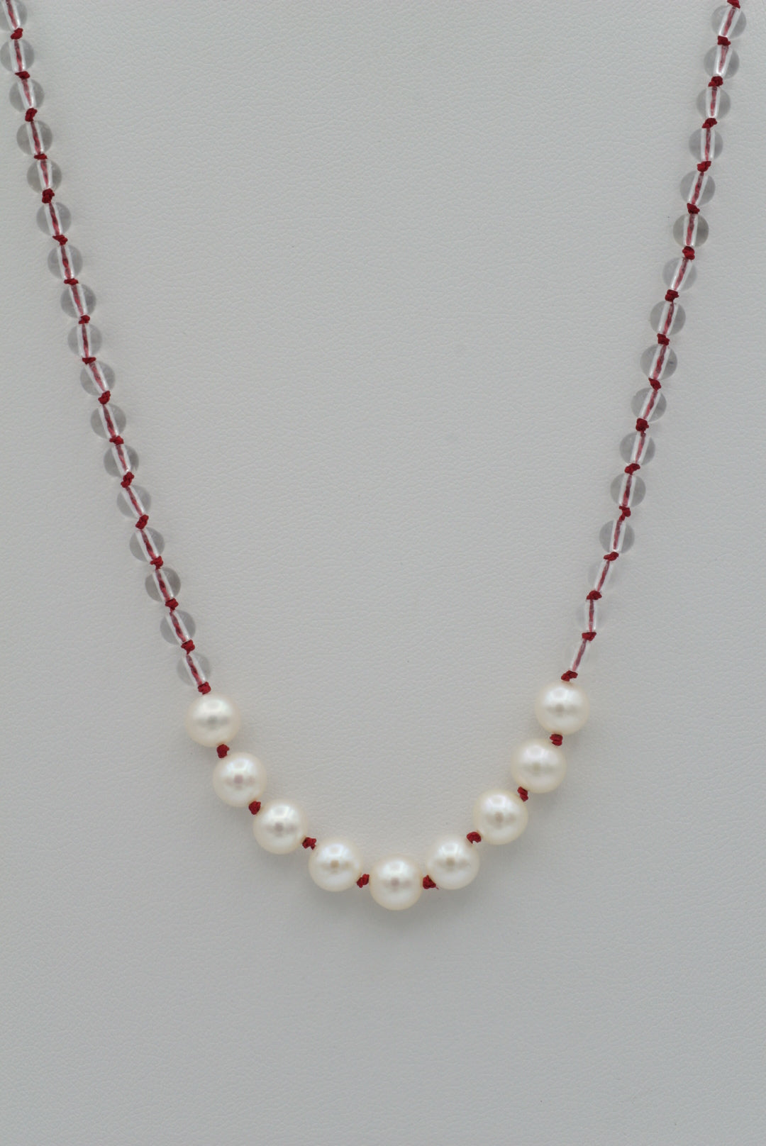 Pearl, high quality quartz and garnet necklace