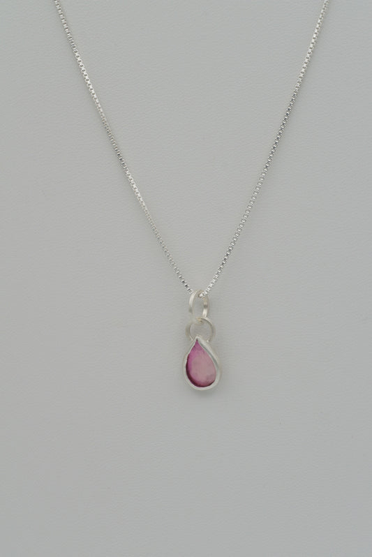 Dainty Drop Pendant with Pink Tourmaline