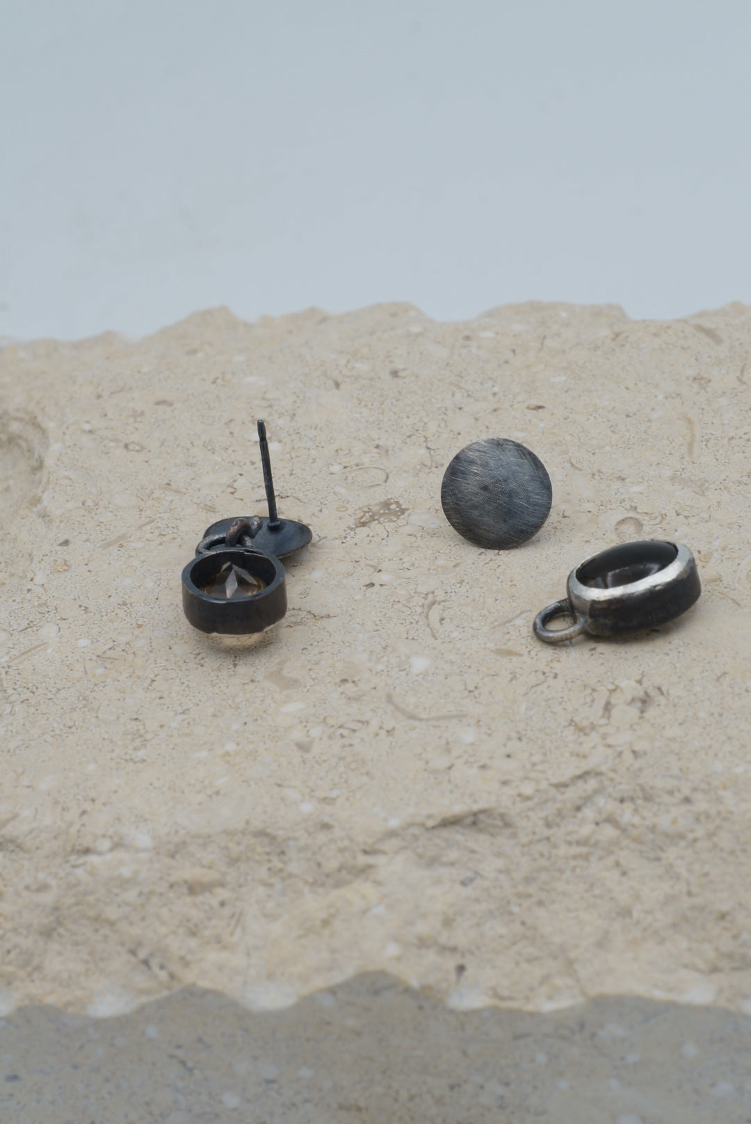 Smoky Quartz Moon Dangle Convertible Earrings