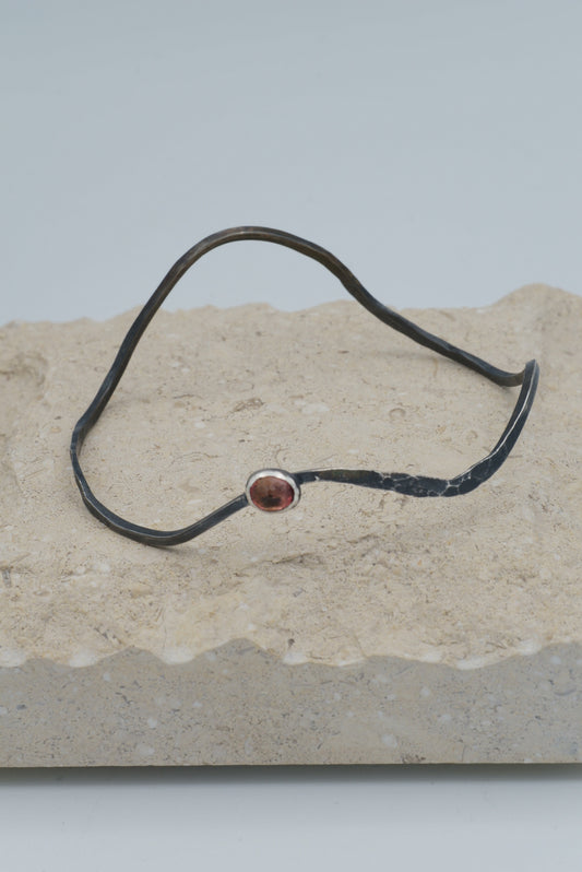Dainty Pink Tourmaline Wave Bangle