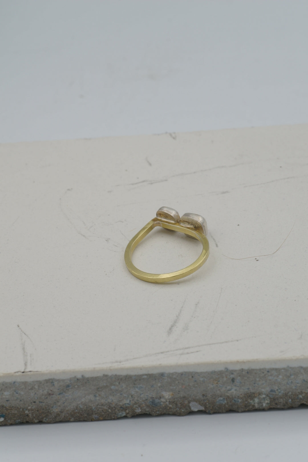 Gold Sugarloaf Ring with Two Pink Tourmalines