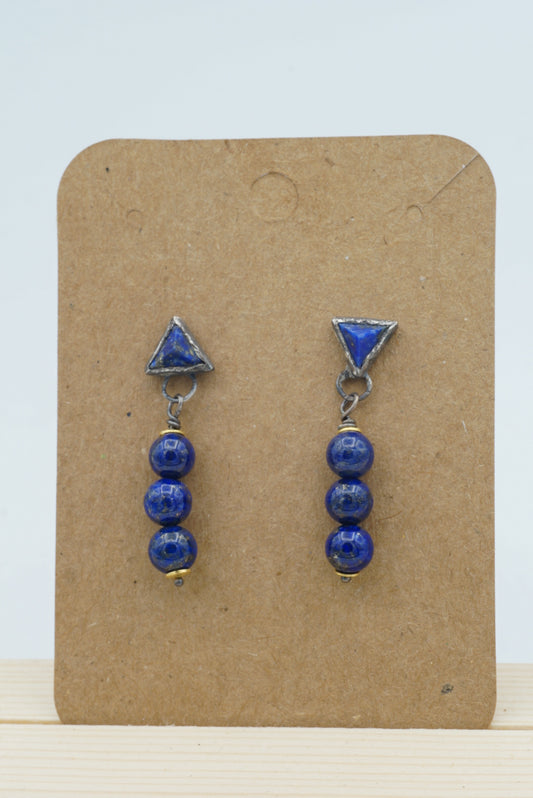 Lapis Lazuli Bead Twin Earrings