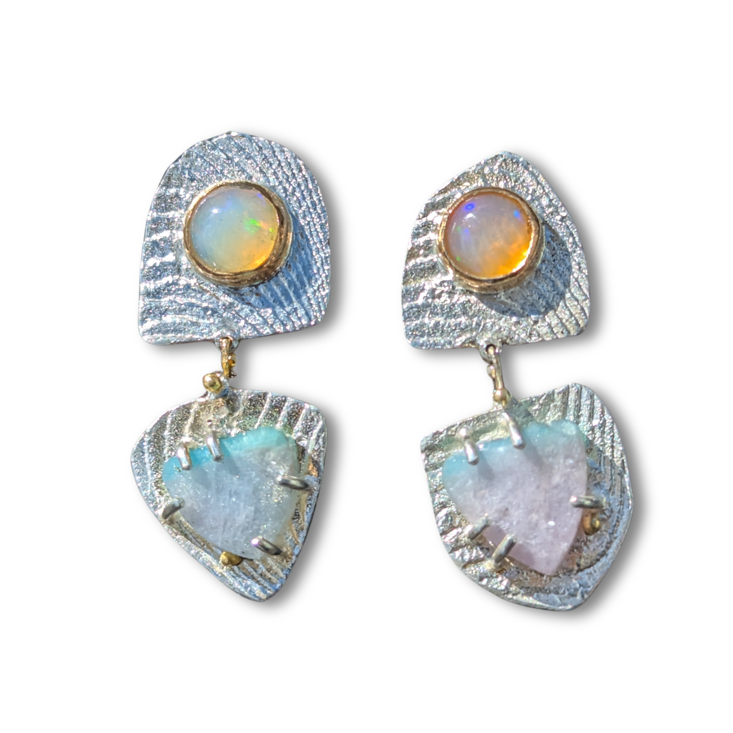 Paraiba Tourmaline and Opal Long Errings