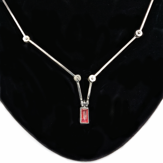 Riveted Sticks Necklace with Rhodonite