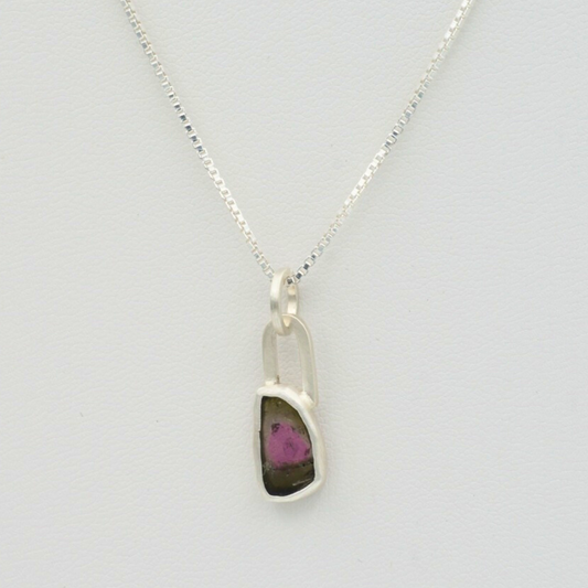 Silver Pendant with Watermelon Tourmaline