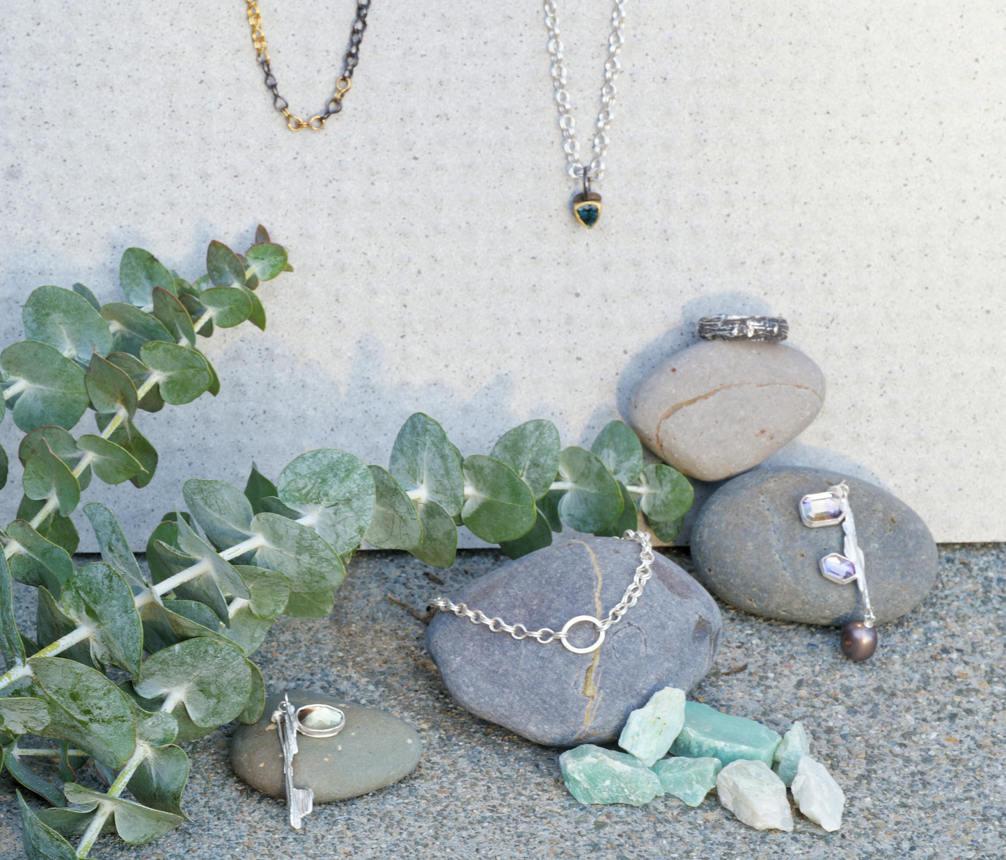 Silver Sailors Chain with Green Sapphire Pendant