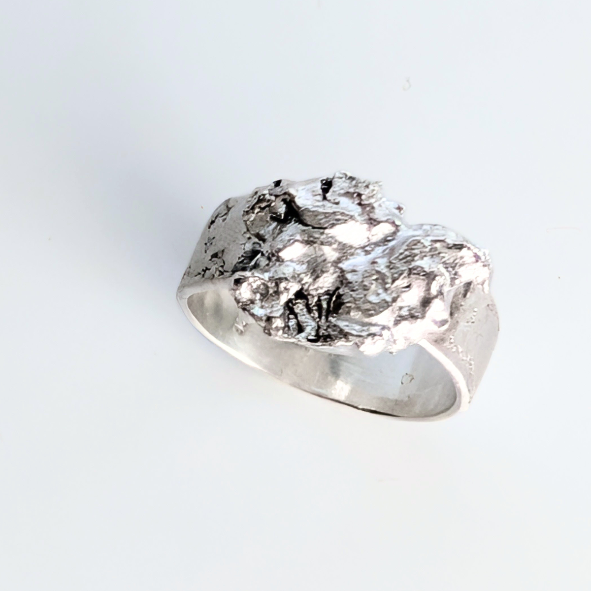 Narrow Ring with SIlver Nugget - Size 8.5