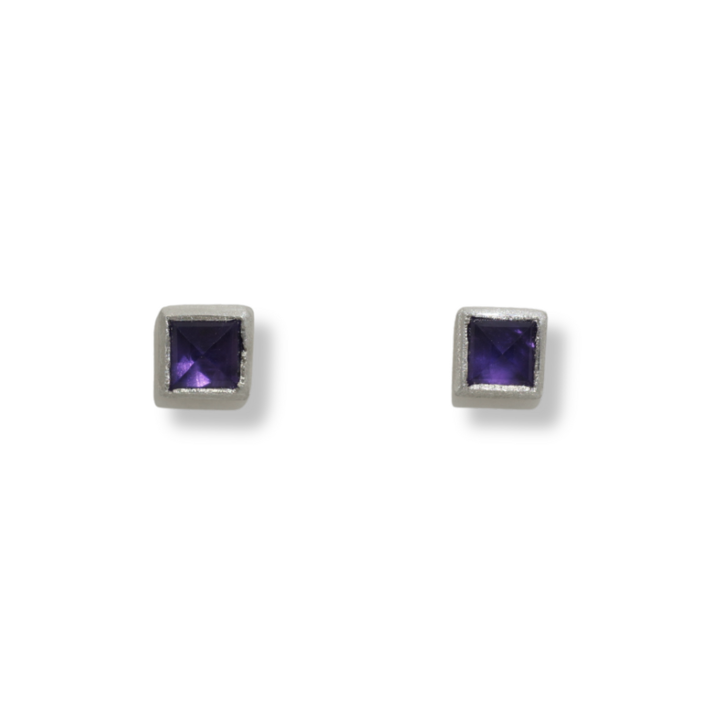 Square Amethyst Purple Candy Stud Earrings