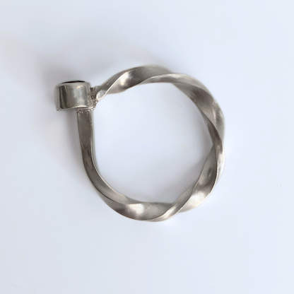 Twisted Silver Ring with Purple CZ - Size 9