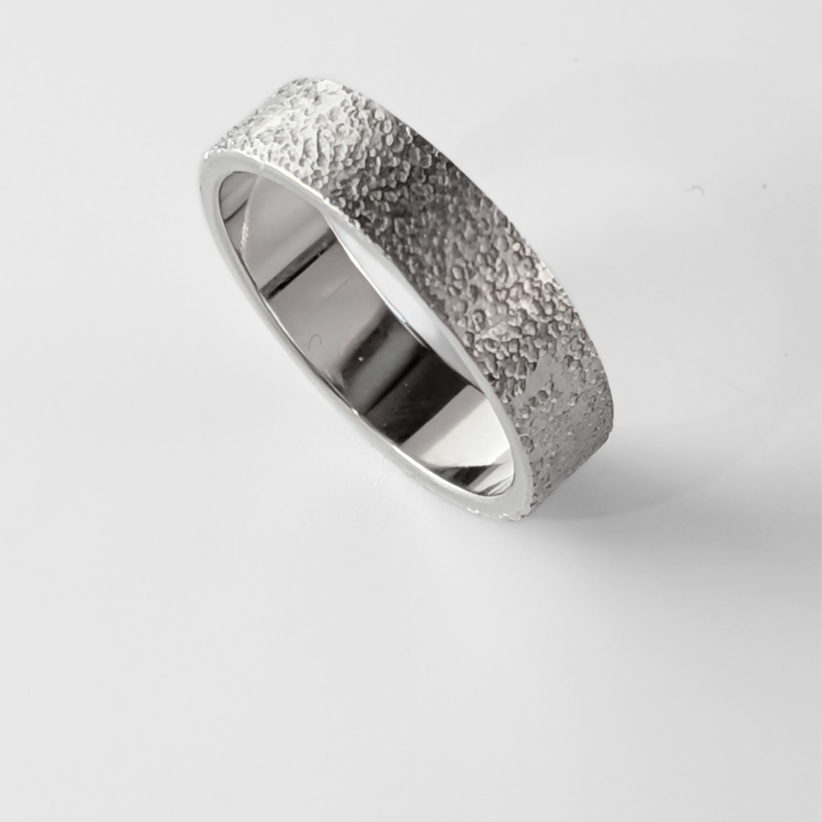 Silver Bright Sand Ring - Size 7.5
