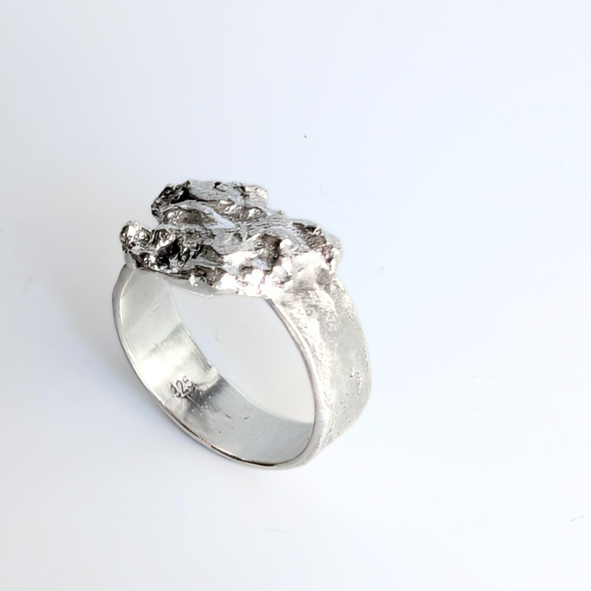 Narrow Ring with SIlver Nugget - Size 8.5