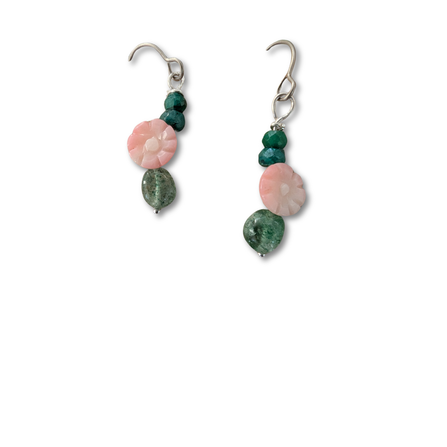 Green Single Flower Dangle Earring