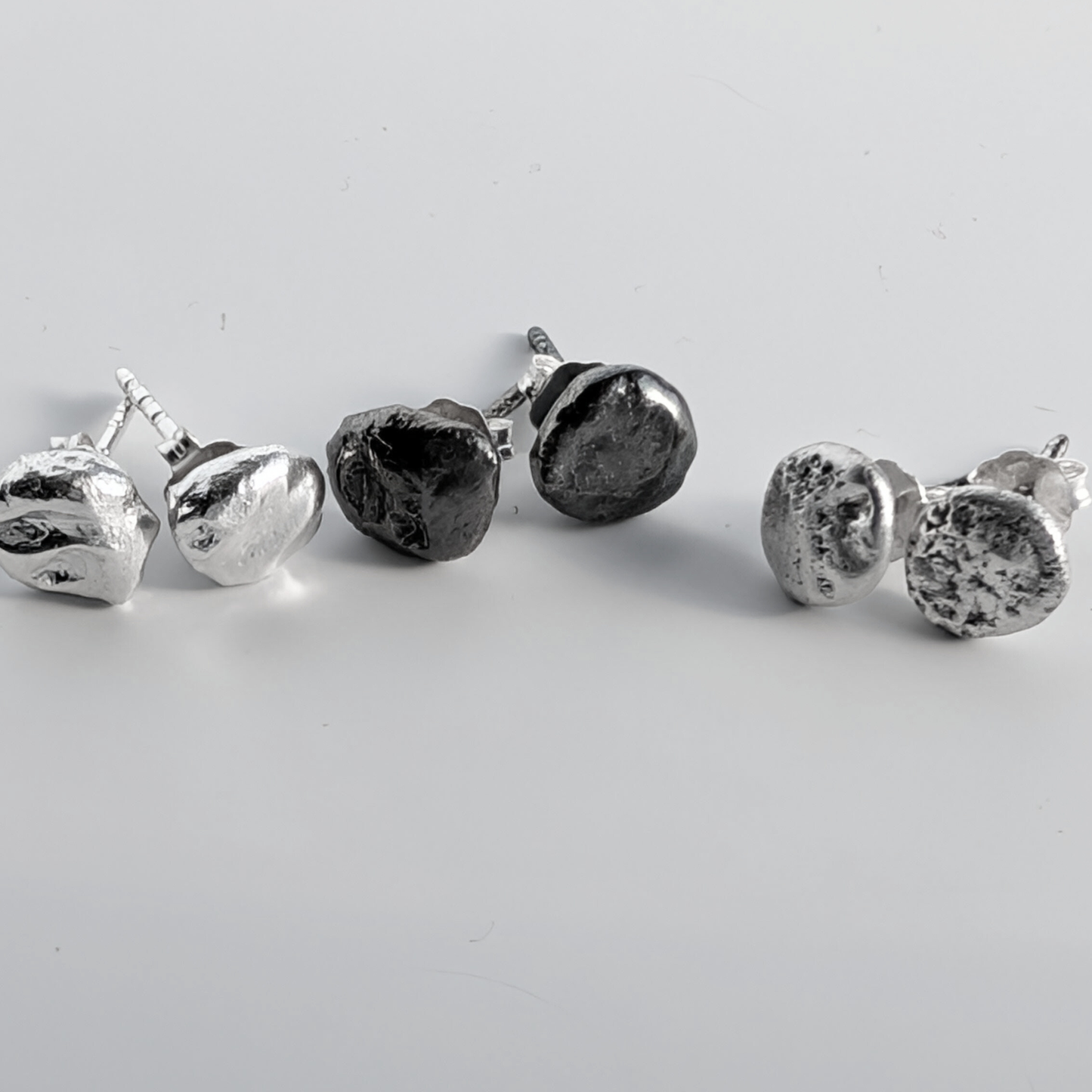 Molten Silver Stud Earrings