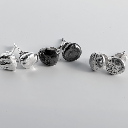 Molten Silver Stud Earrings