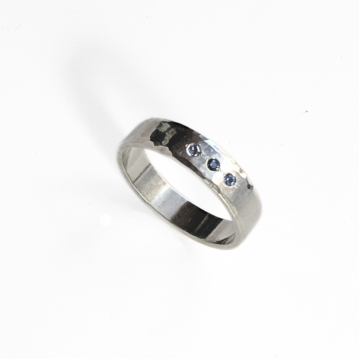 Three Sapphires Silver Ring - Size 11