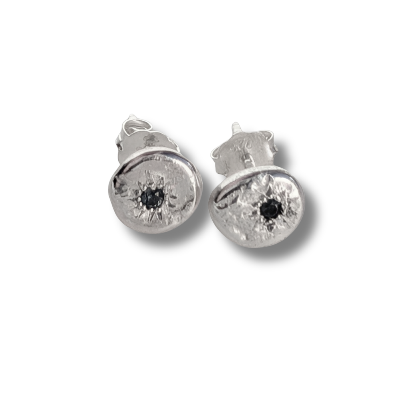 Molten Silver Starset Sapphire Stud Earring