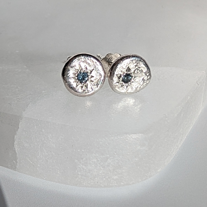 Molten Silver Starset Sapphire Stud Earring