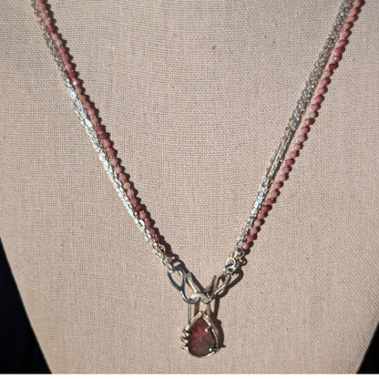 Rhodochrosite and Labradorite Convertible Necklace