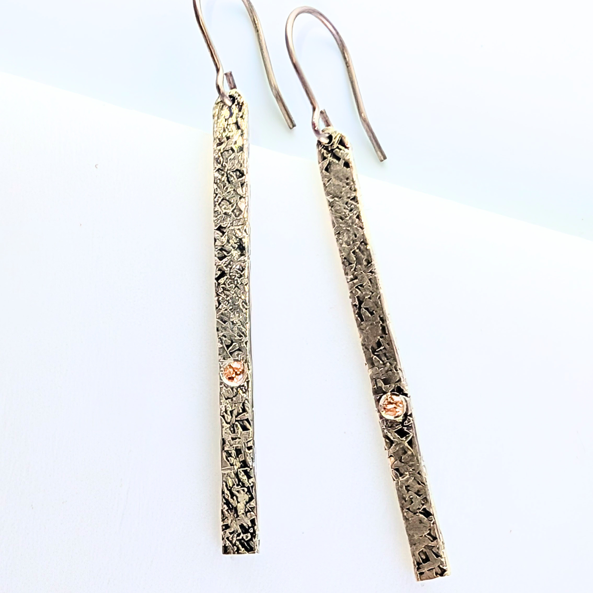 Peach Sapphire Silver Dangle Earrings