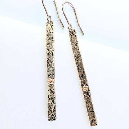 Peach Sapphire Silver Dangle Earrings