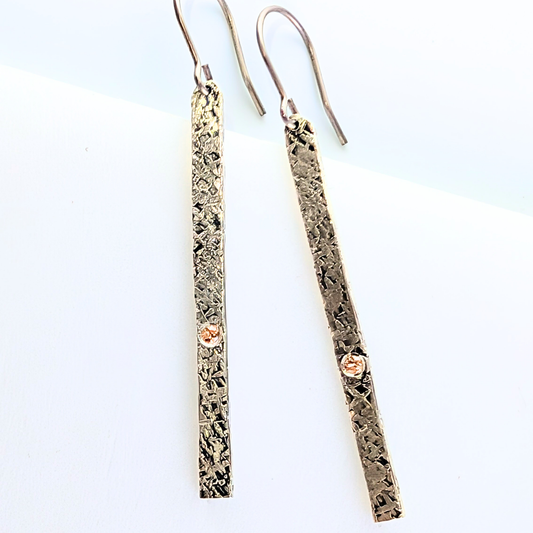 Peach Sapphire Silver Dangle Earrings