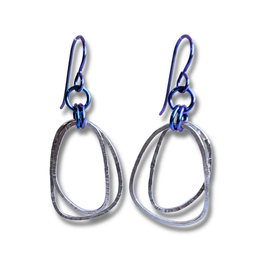 Niobium and Sterling Silver Dangle Earrings