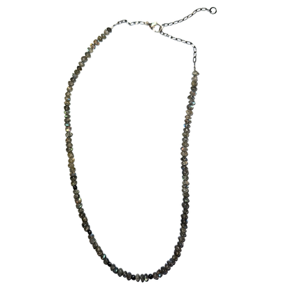 Labradorite Bead Necklace with Accent Beads and Sterling Silver