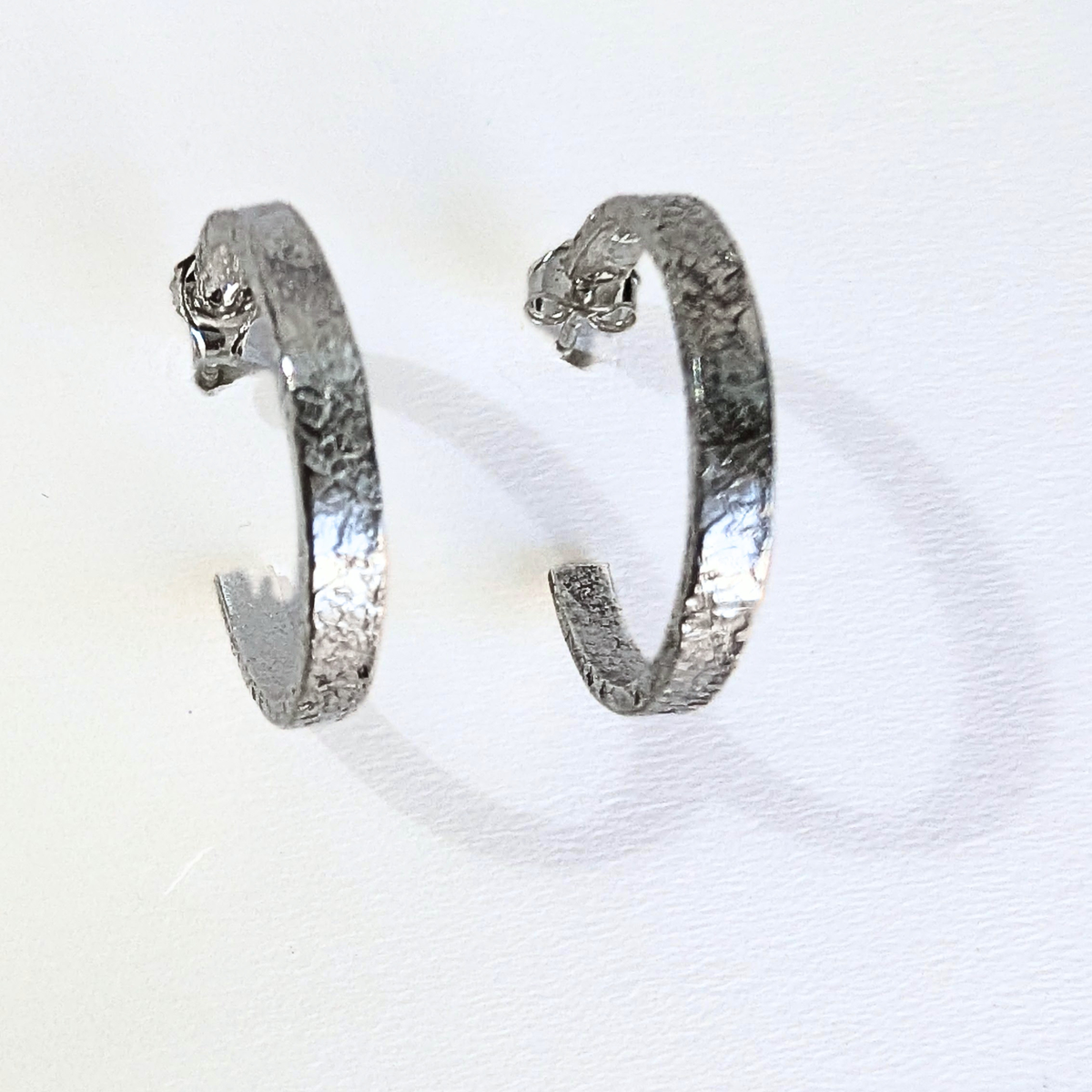 Rectangular Silver Hoop Earrings