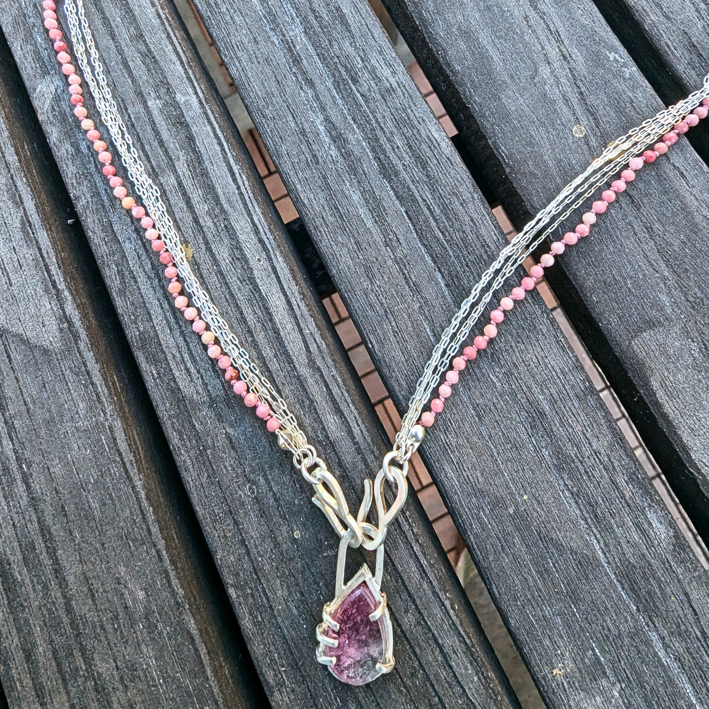 Rhodochrosite and Labradorite Convertible Necklace