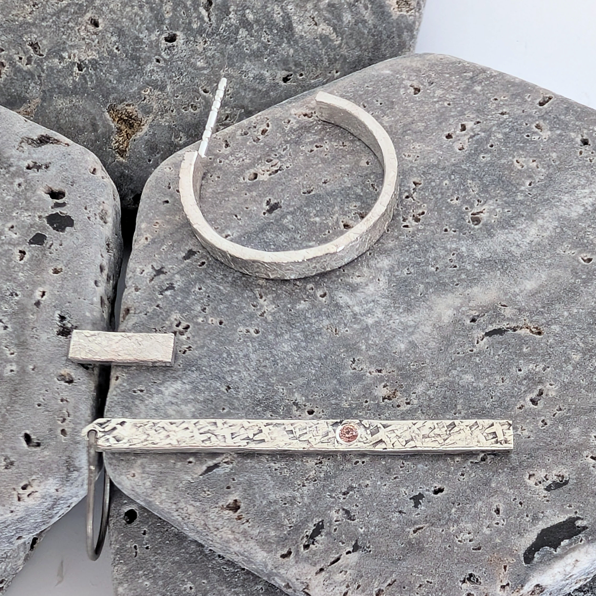 Tiny Rectangular Silver Stud Earrings