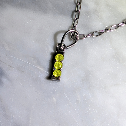 3 Stone Yellow YAG Pendant with a Silver Chain