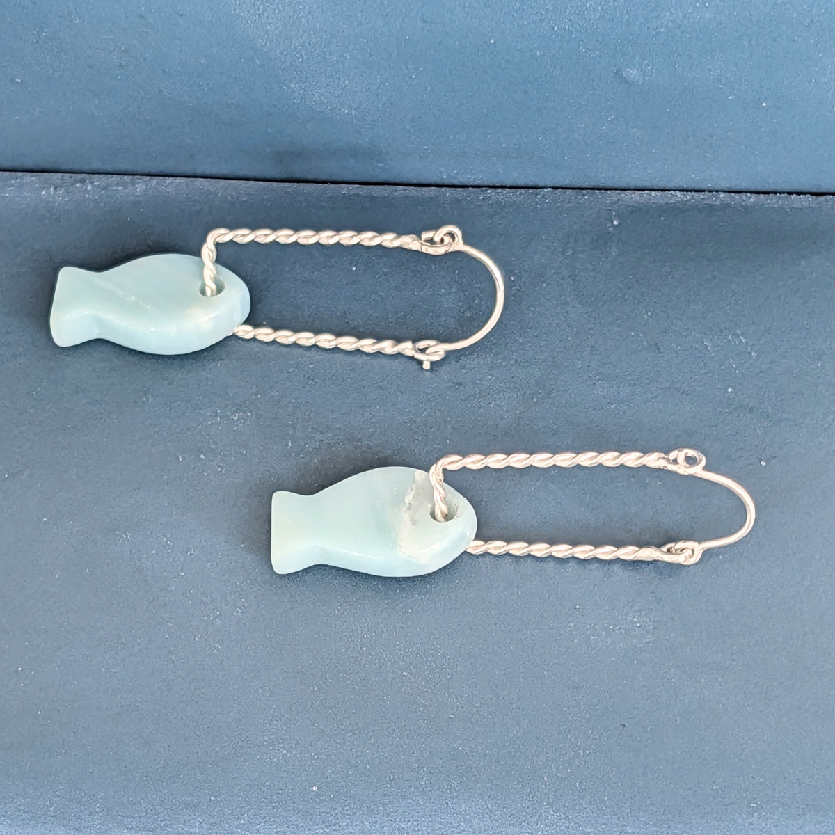 Amazonite Fish Dangle Earrings