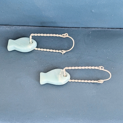 Amazonite Fish Dangle Earrings