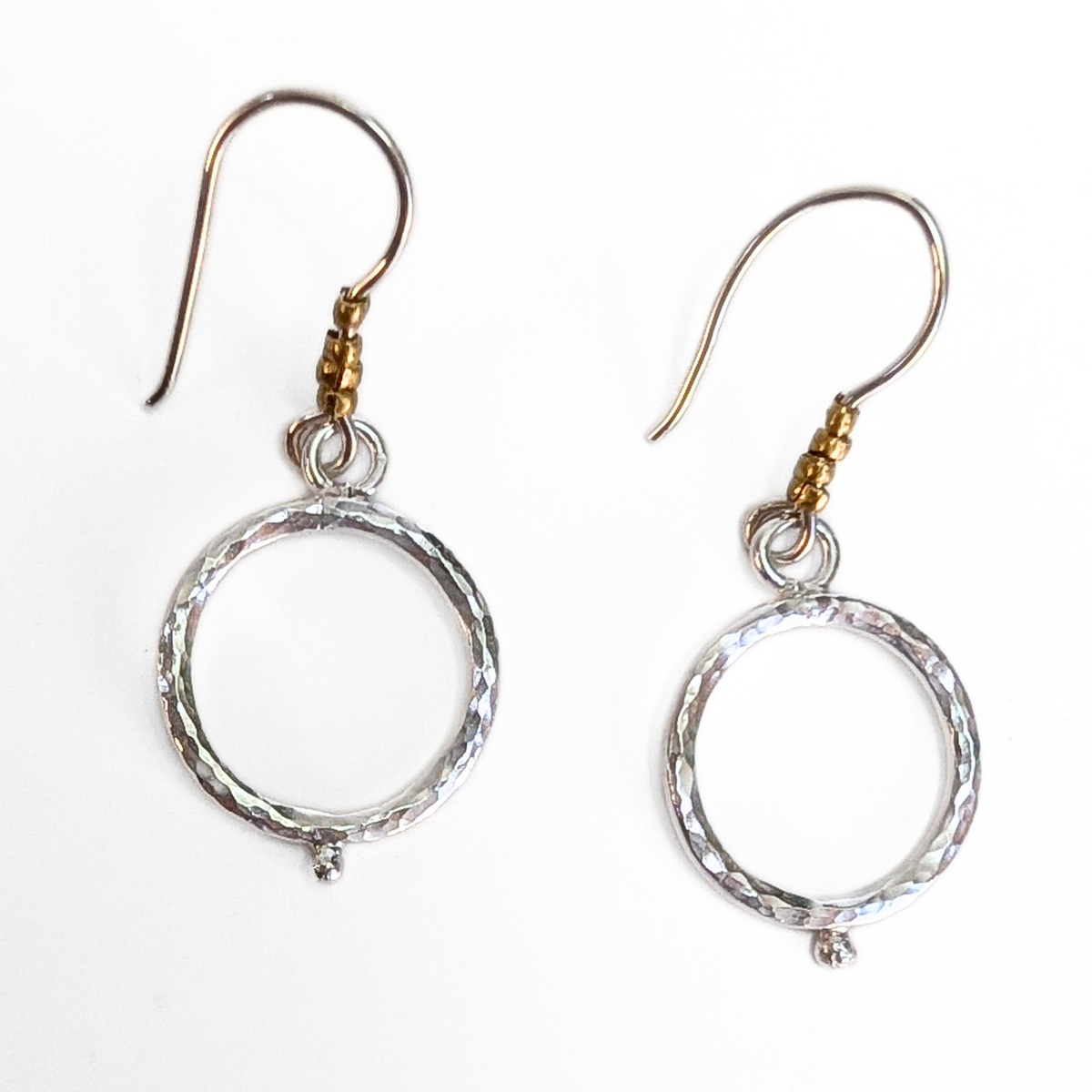 Silver Orbit Earrings with Brass Accents