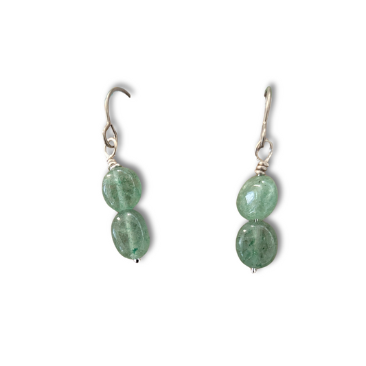 Green Pebble Dangle Earrings