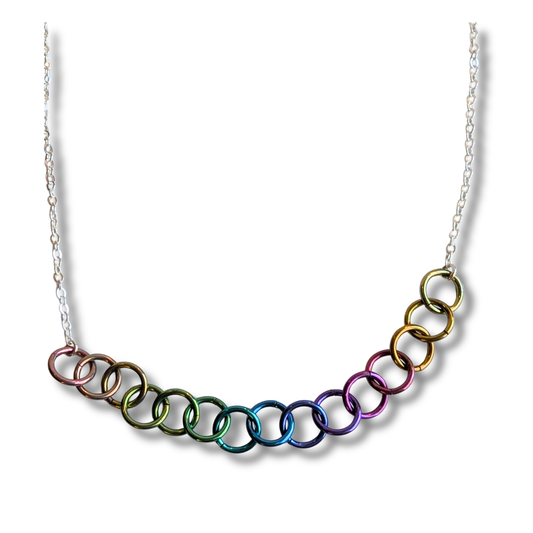 Niobium Rainbow Sterling Silver Necklace