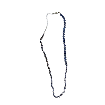 Mixed Aventurine, Pearl and Rock Crystal Necklace with Sterling Silver