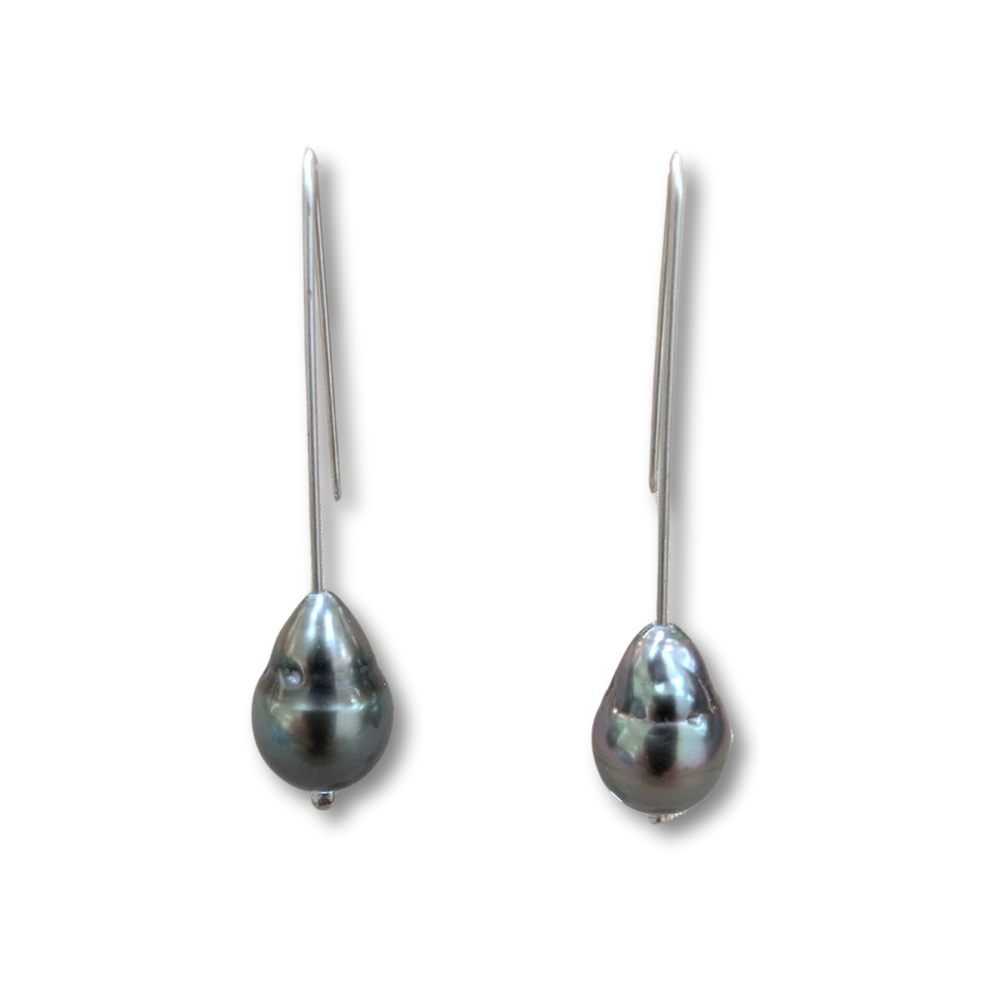 Long Dark Tahitian Pearl Drop Earrings