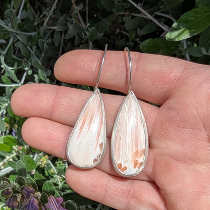 Teardrop White and Pink Agate Earrings