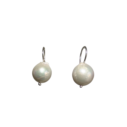 Short White Edison Pearl Drop Earrings