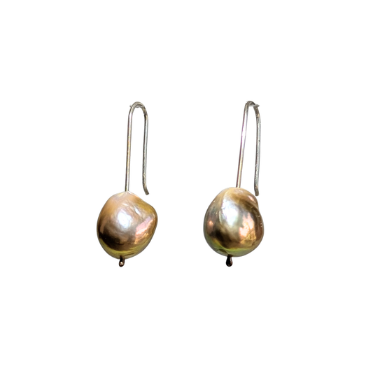 Long Fireball Ming Pearl Drop Earrings