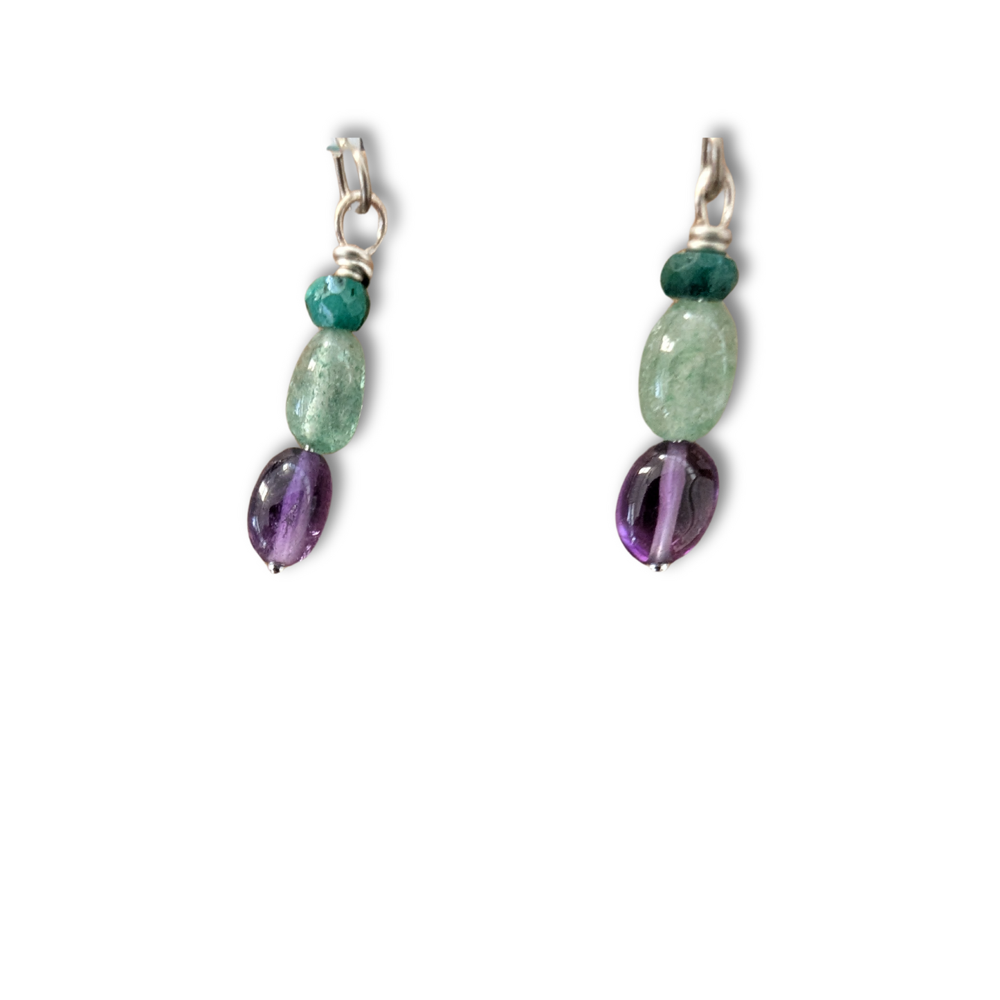 Purple and Green Dangle Earrings