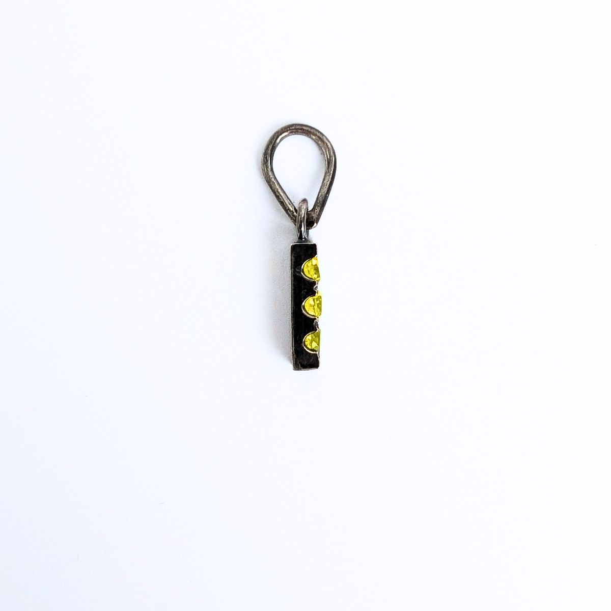 3 Stone Yellow YAG Pendant with a Silver Chain